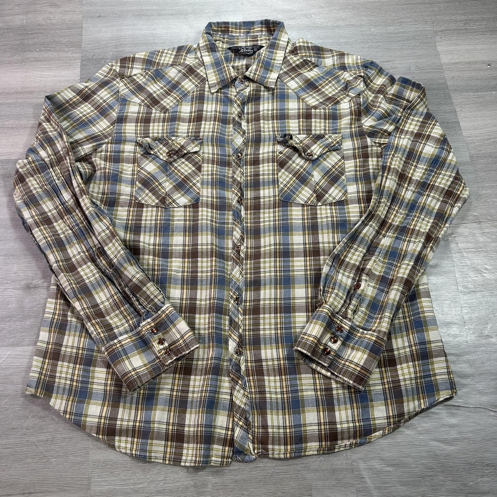 Salt Valley Western Shirt Mens XL Plaid Long Sleeve Snap Button Up Casual